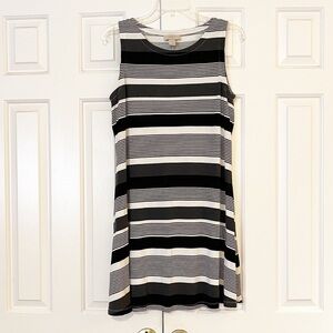 LOFT black & white striped sleeveless A-Line dress. Size Women's Medium